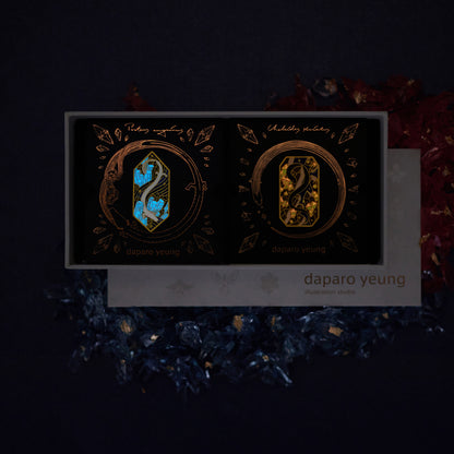 daparo Glow-in-the-Dark Enamel Pins "Gems & Dragons"