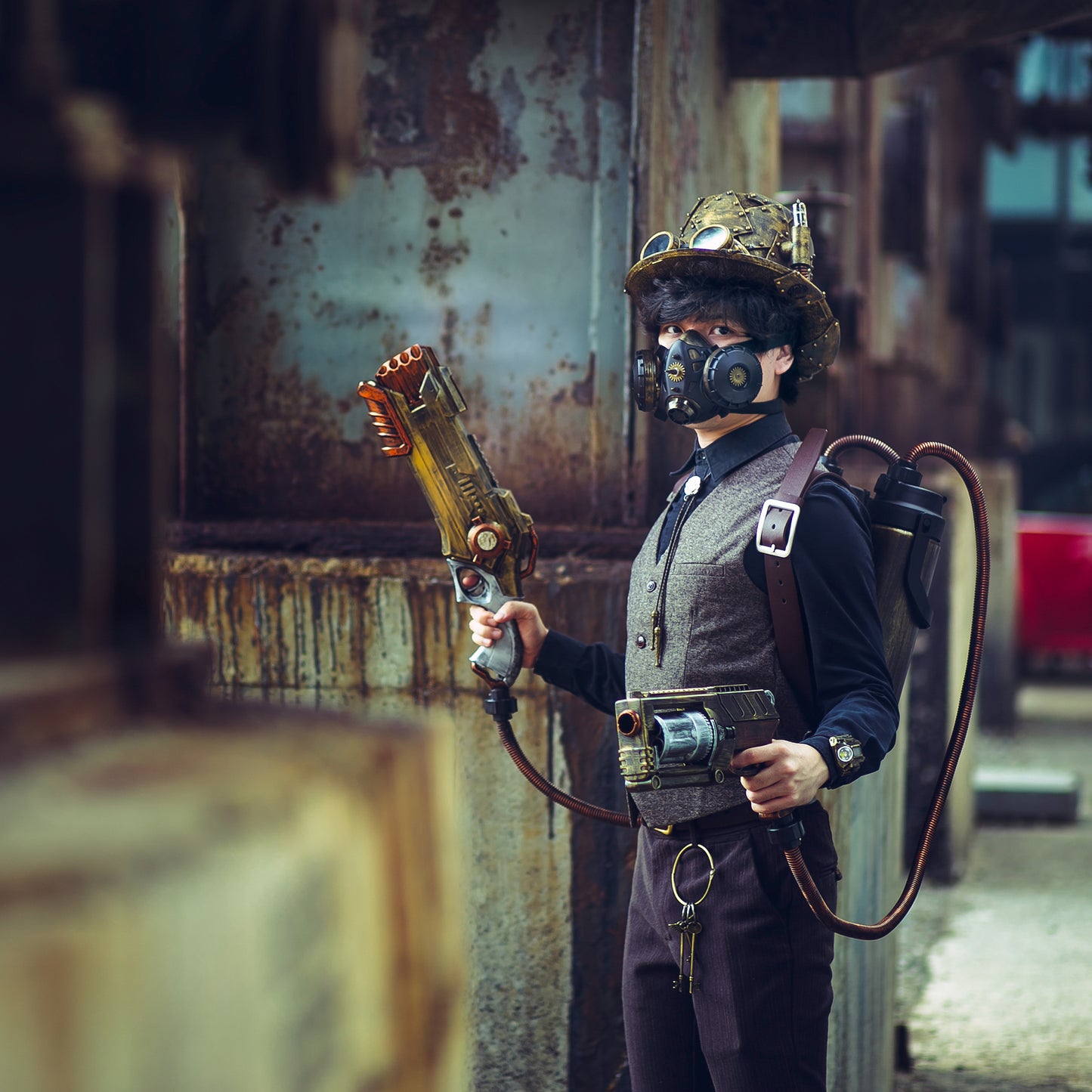 Handcrafted Steampunk Mask & Goggles "Good Neighbor"