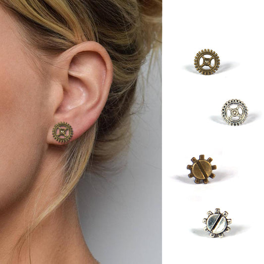 Gears & Screws Handcrafted Steampunk Stud Earrings