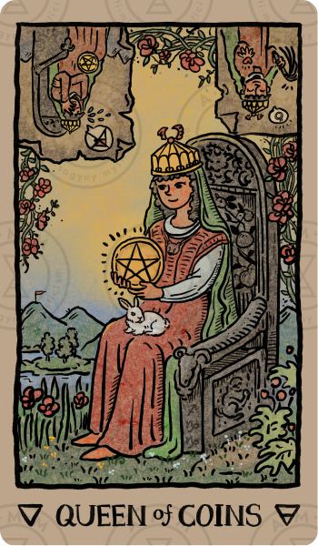 Akashic Eye Tarot – Queen of Coins
