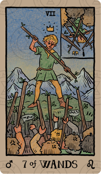 Akashic Eye Tarot – Seven of Wands