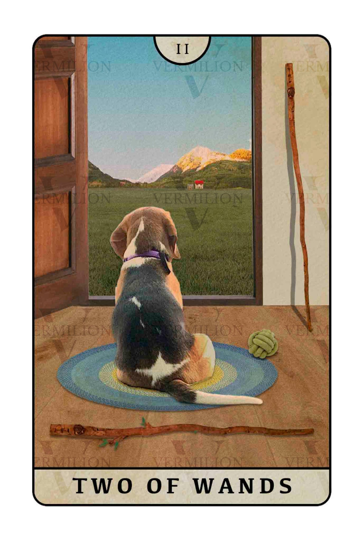 Beagle Dogs Tarot – Two of Wands