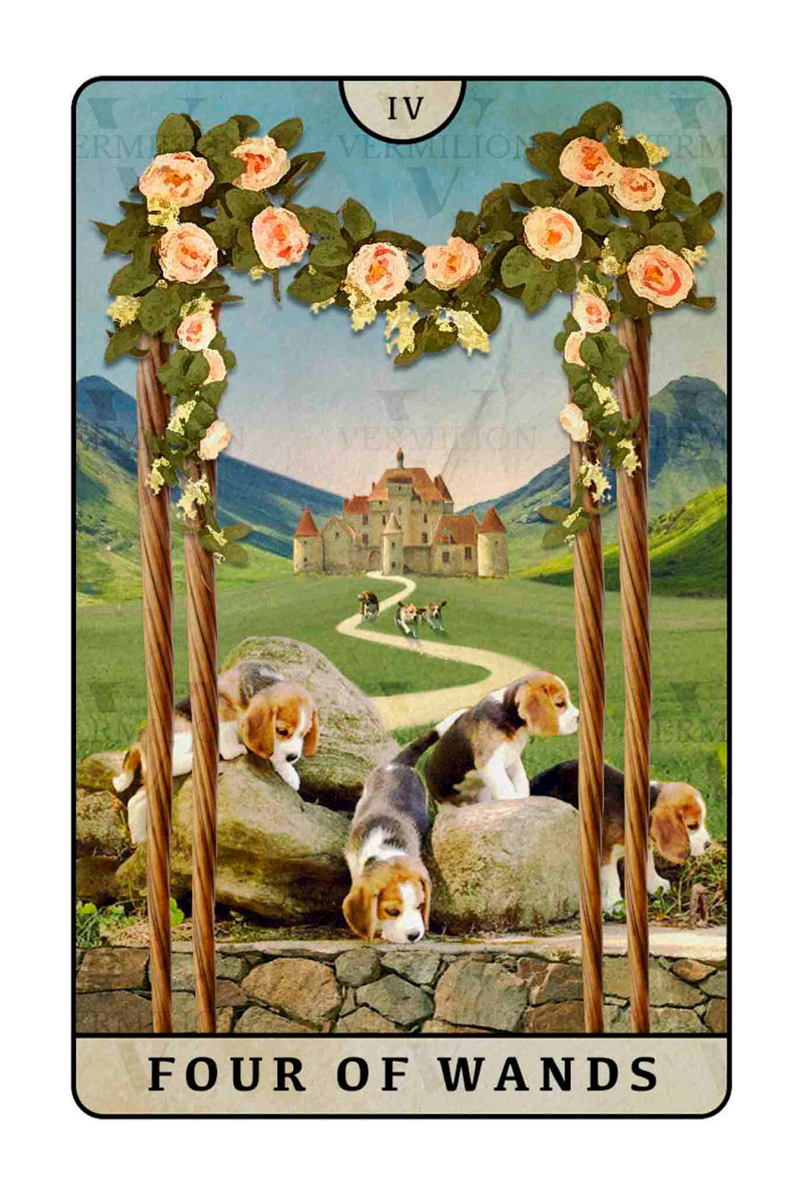Beagle Dogs Tarot – Four of Wands