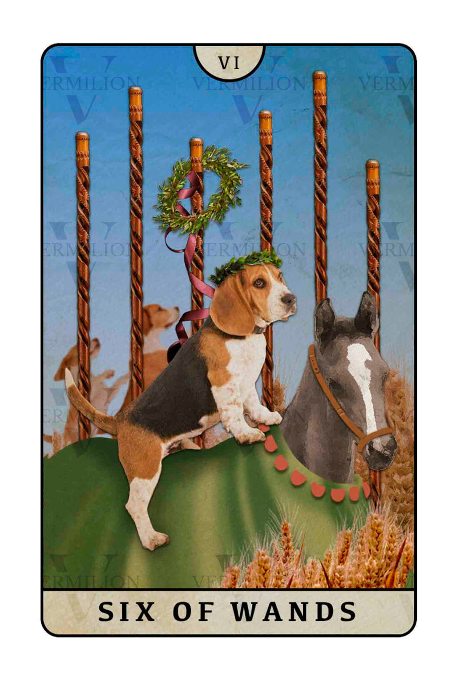 Beagle Dogs Tarot – Six of Wands