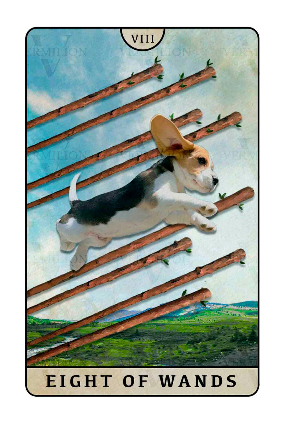 Beagle Dogs Tarot – Eight of Wands