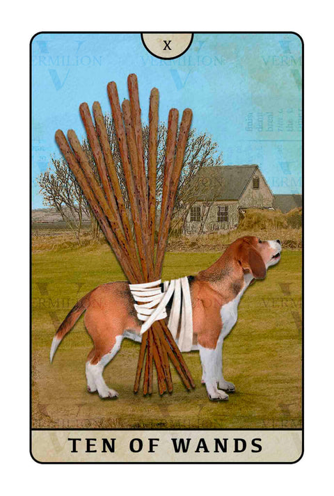Beagle Dogs Tarot – Ten of Wands