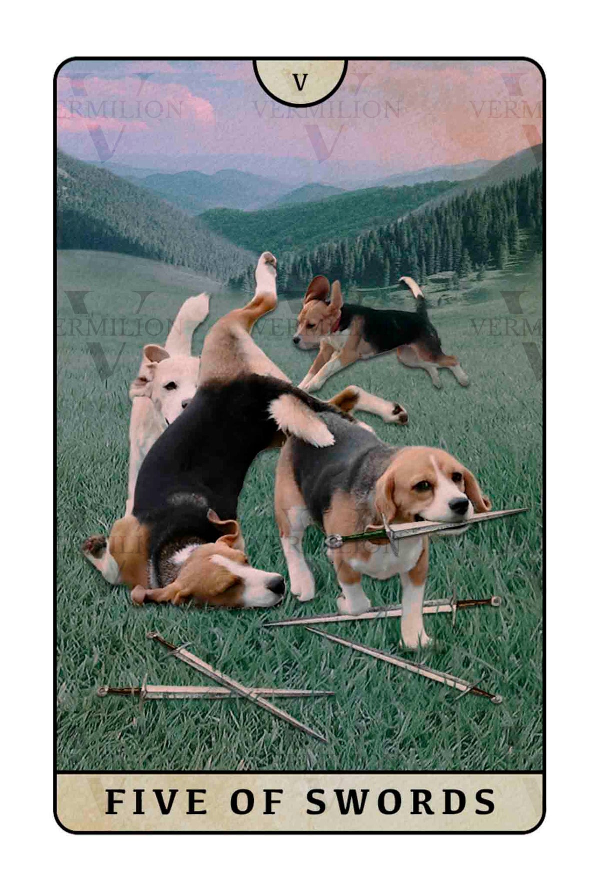 Beagle Dogs Tarot – Five of Swords