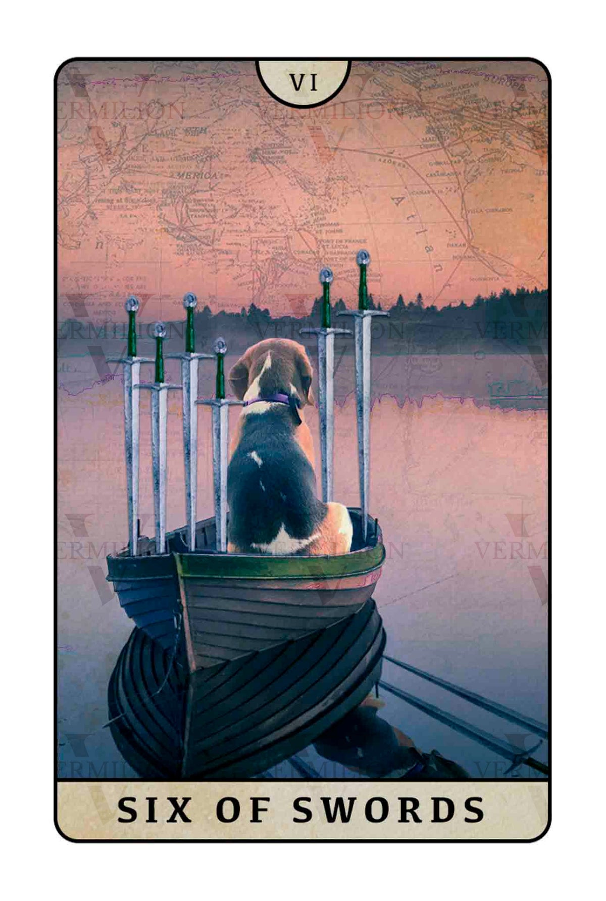 Beagle Dogs Tarot – Six of Swords