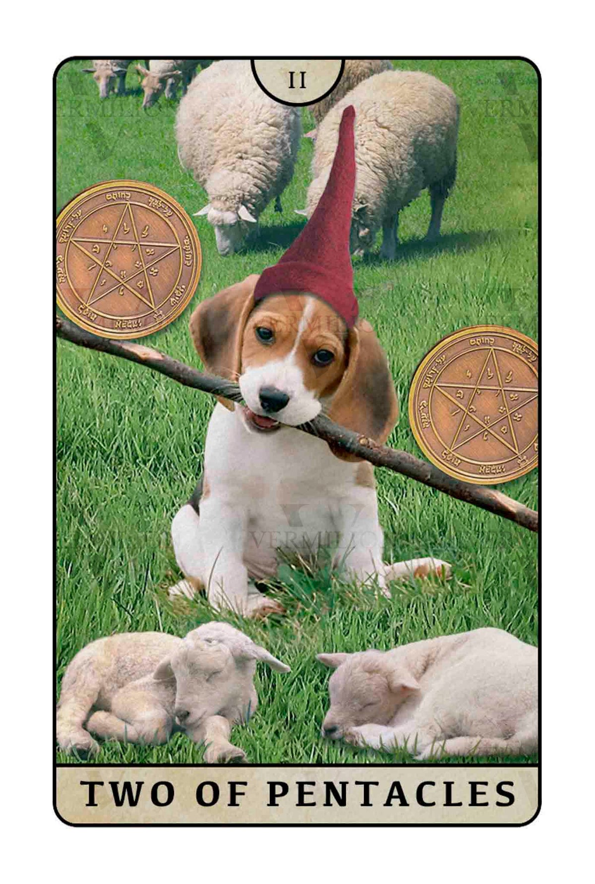 Beagle Dogs Tarot – Two of Pentacles