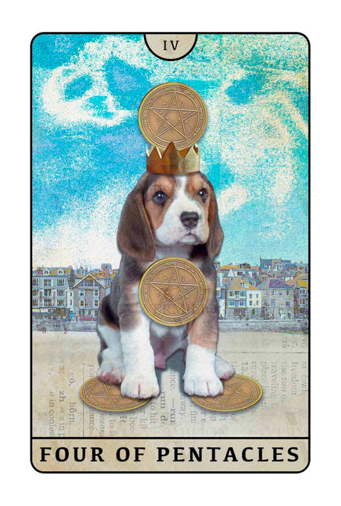 Beagle Dogs Tarot – Four of Pentacles