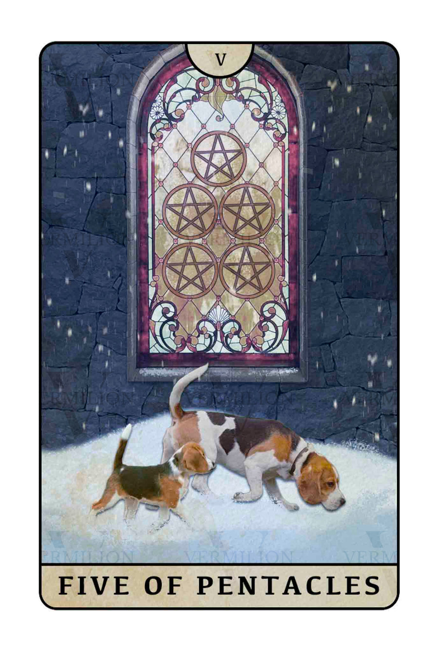 Beagle Dogs Tarot – Five of Pentacles