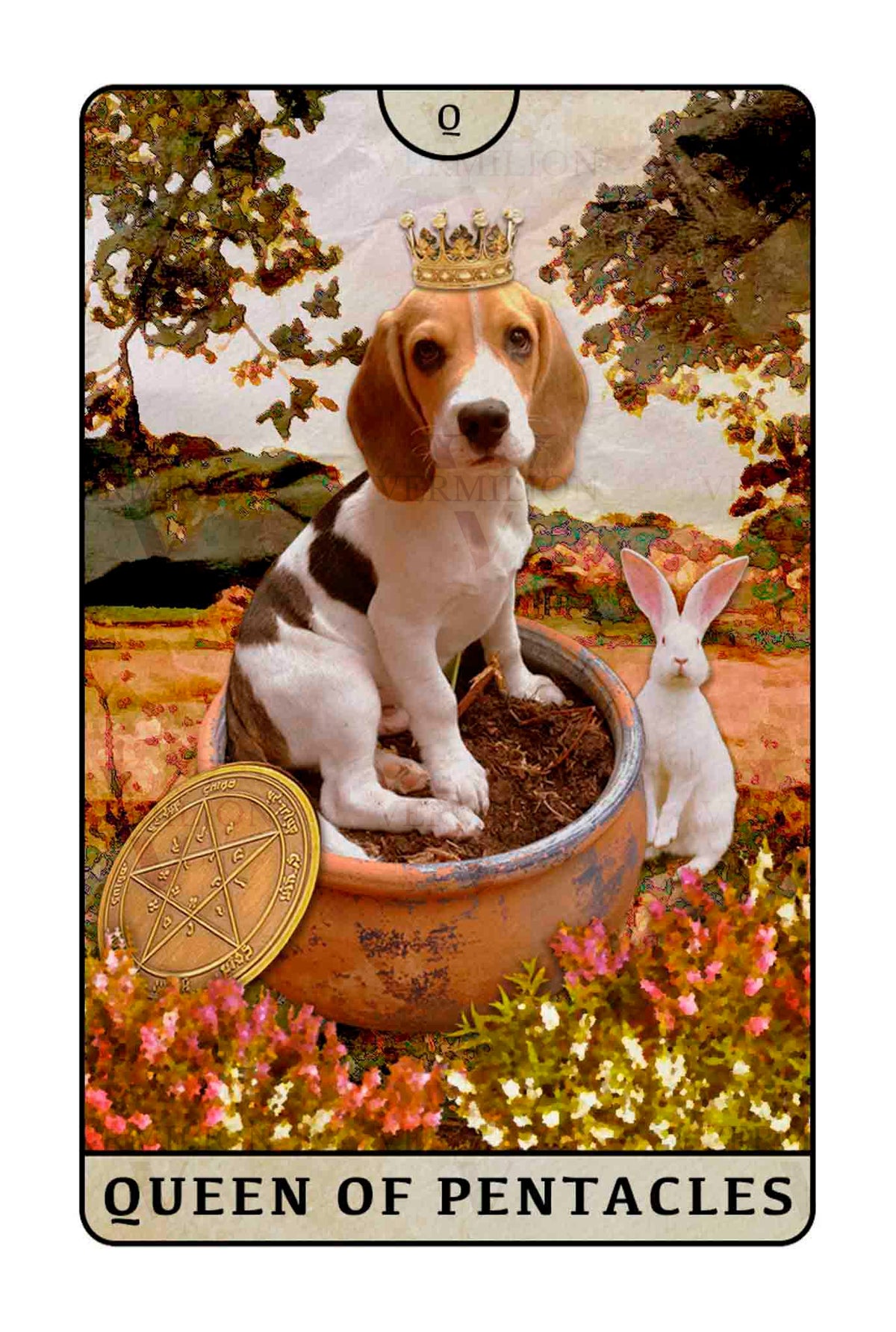 Beagle Dogs Tarot – Queen of Pentacles