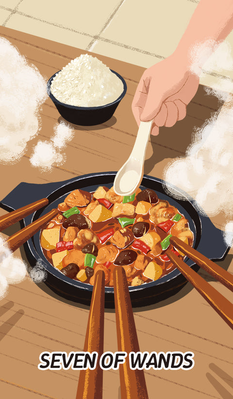 Chinese Cuisine Tarot – Seven of Wands