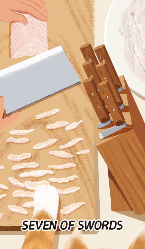 Chinese Cuisine Tarot – Seven of Swords