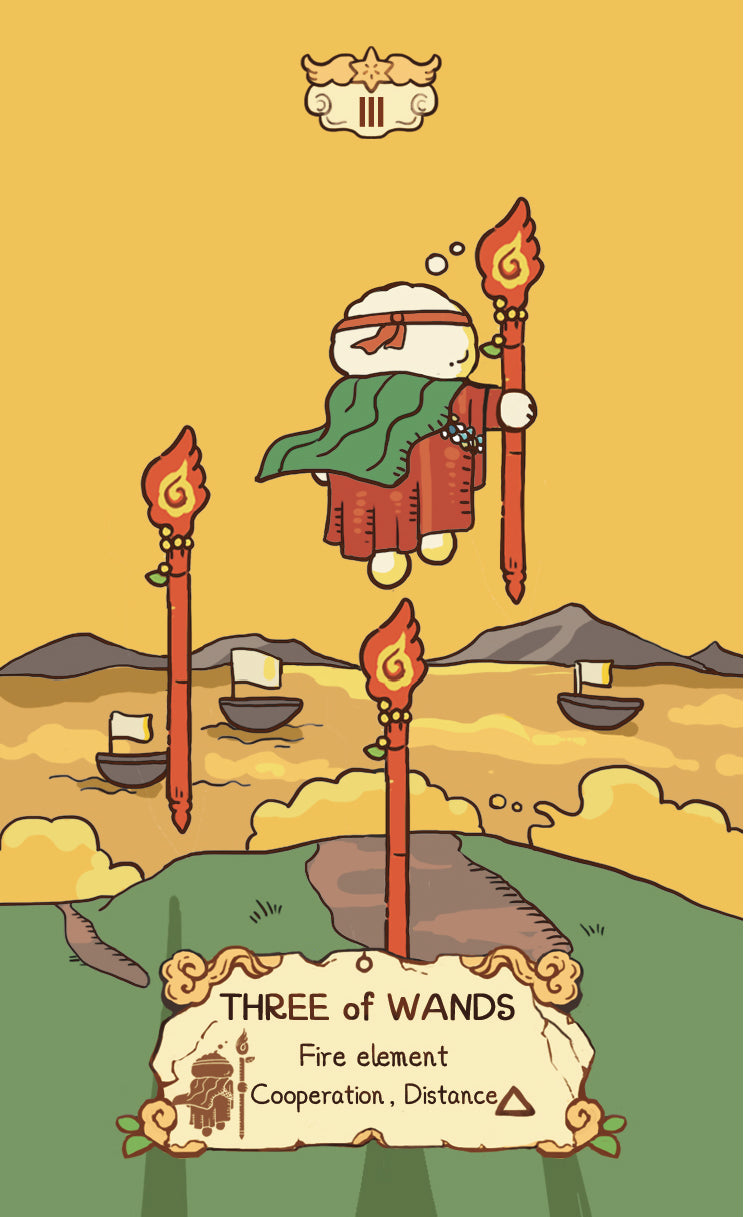 Cloud Rune Legend Tarot – Three of Wands
