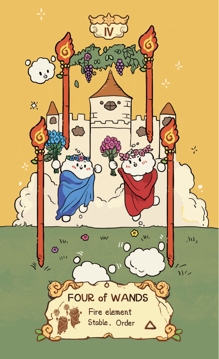Cloud Rune Legend Tarot – Four of Wands