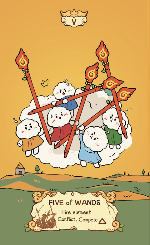 Cloud Rune Legend Tarot – Five of Wands