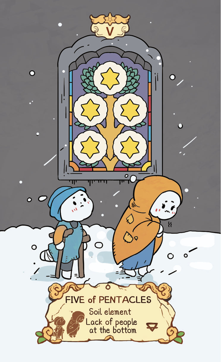 Cloud Rune Legend Tarot – Five of Pentacles