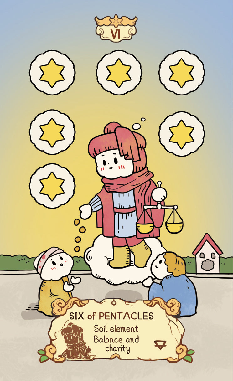 Cloud Rune Legend Tarot – Six of Pentacles