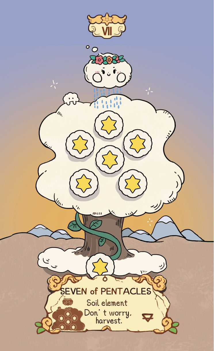 Cloud Rune Legend Tarot – Seven of Pentacles