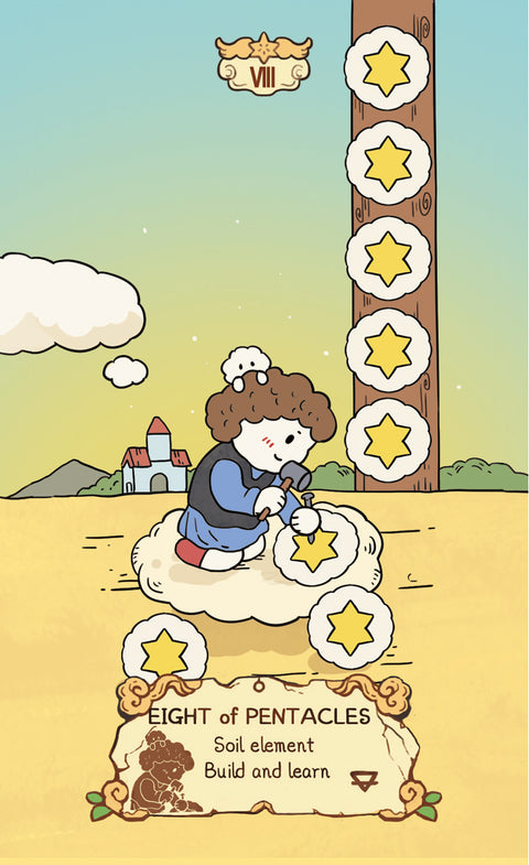 Cloud Rune Legend Tarot – Eight of Pentacles