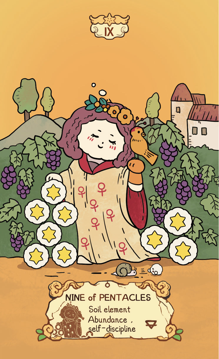 Cloud Rune Legend Tarot – Nine of Pentacles