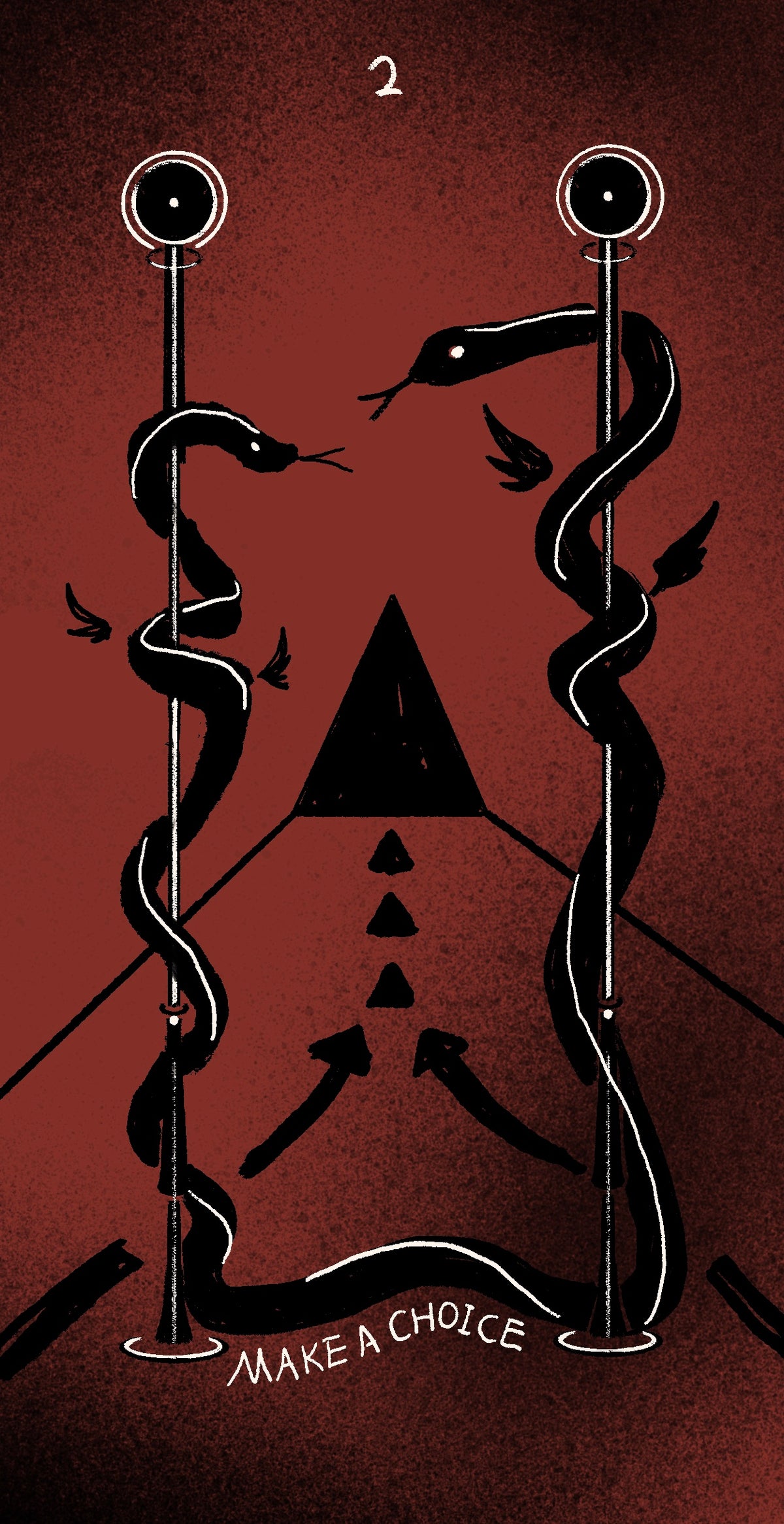 Dirty Red Tarot – Two of Wands