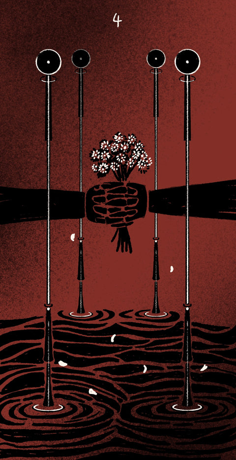 Dirty Red Tarot – Four of Wands