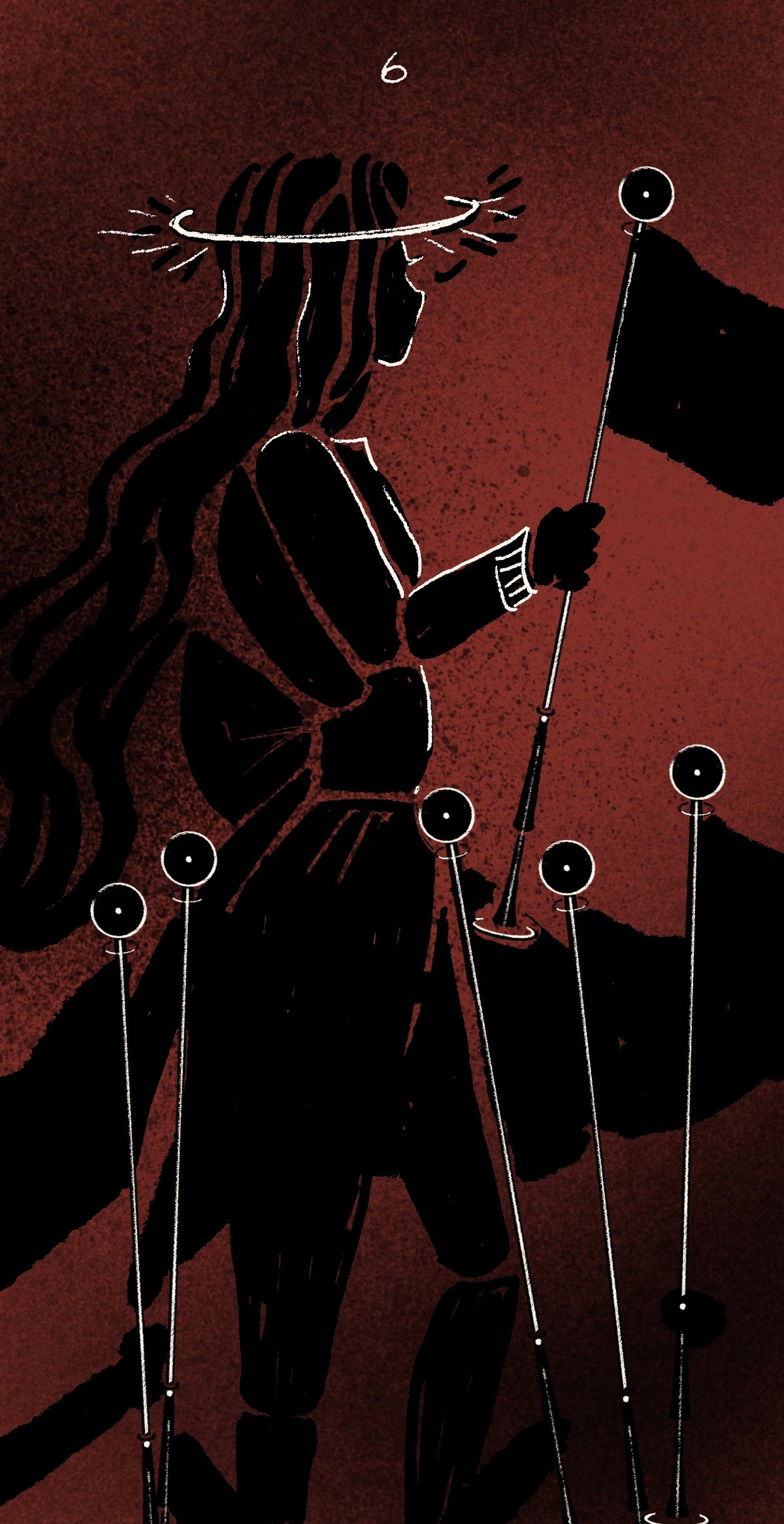 Dirty Red Tarot – Six of Wands
