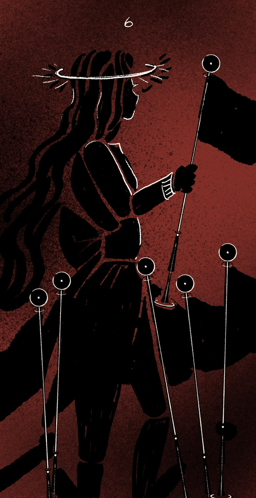 Dirty Red Tarot – Six of Wands