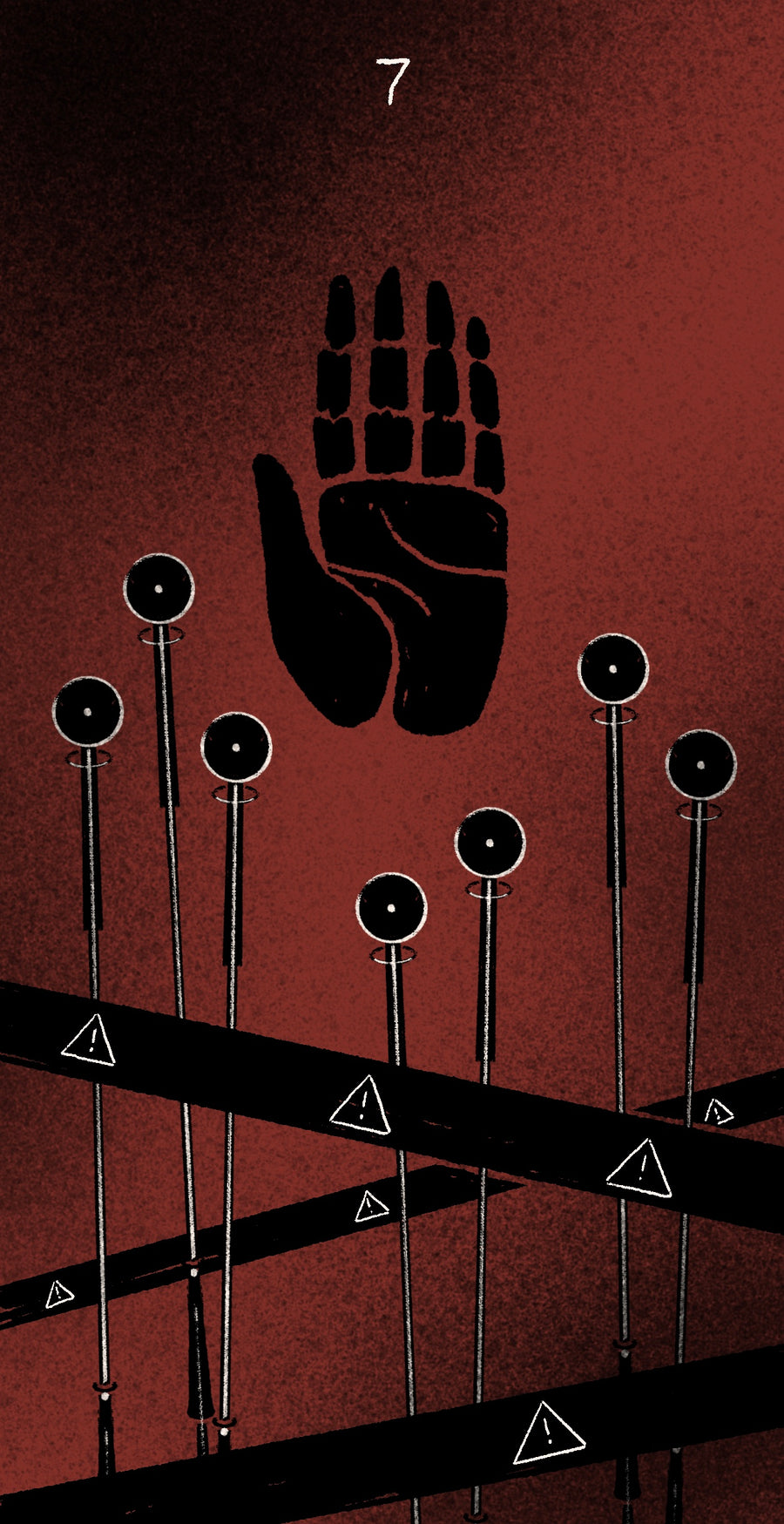 Dirty Red Tarot – Seven of Wands