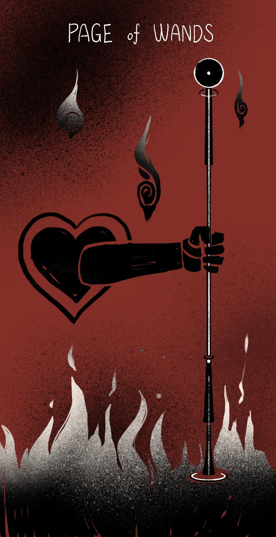 Dirty Red Tarot – Page of Wands