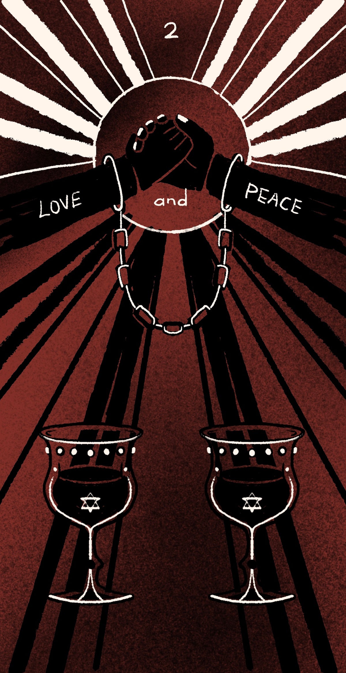 Dirty Red Tarot – Two of Cups