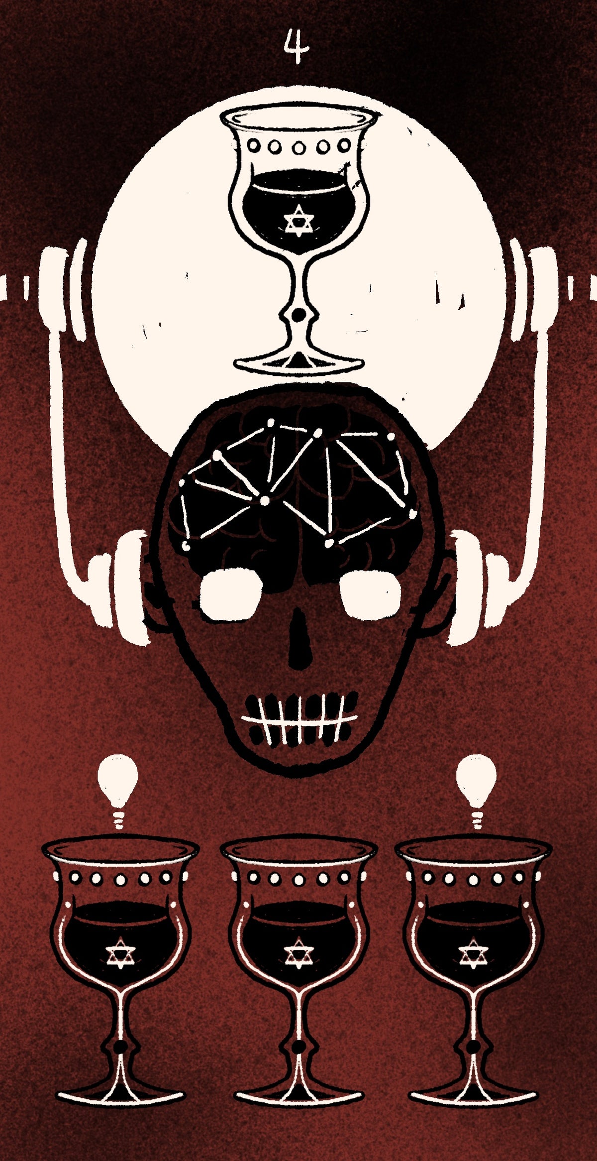 Dirty Red Tarot – Four of Cups