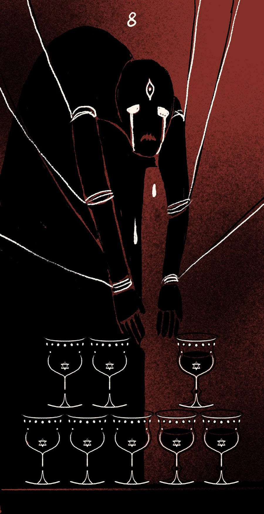 Dirty Red Tarot – Eight of Cups