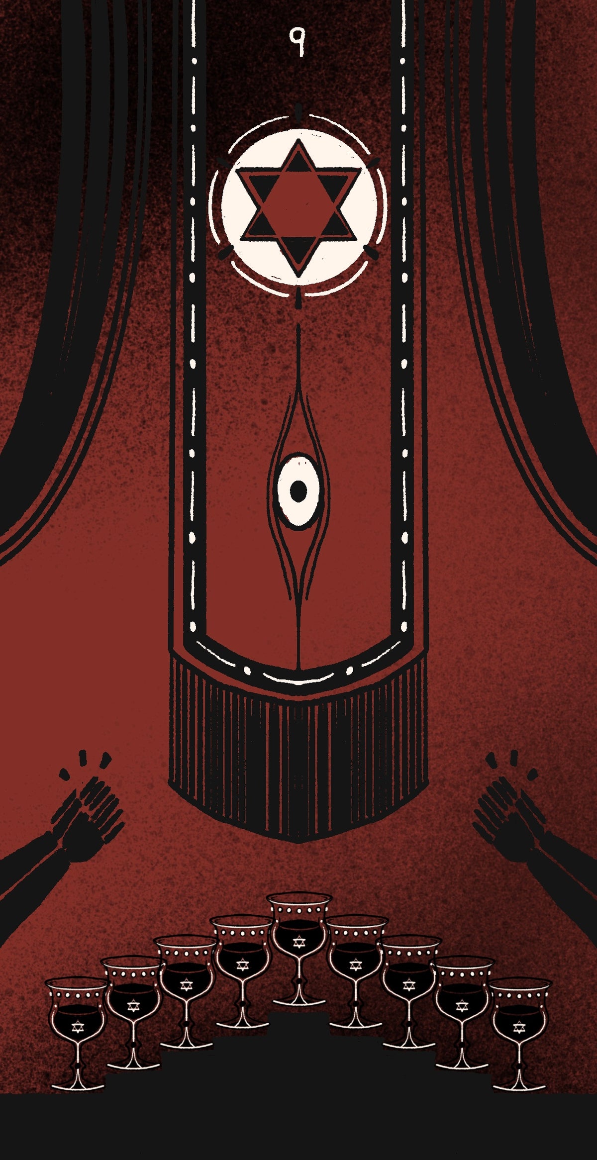 Dirty Red Tarot – Nine of Cups