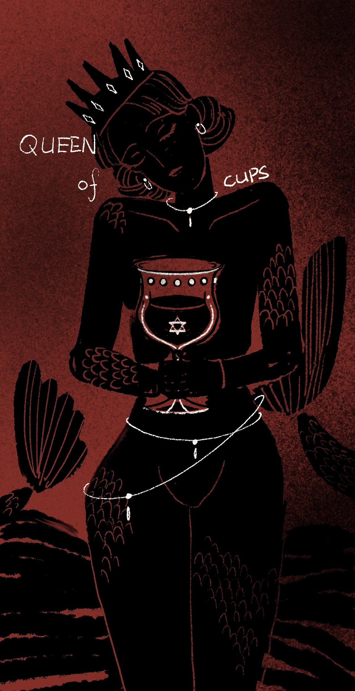 Dirty Red Tarot – Queen of Cups