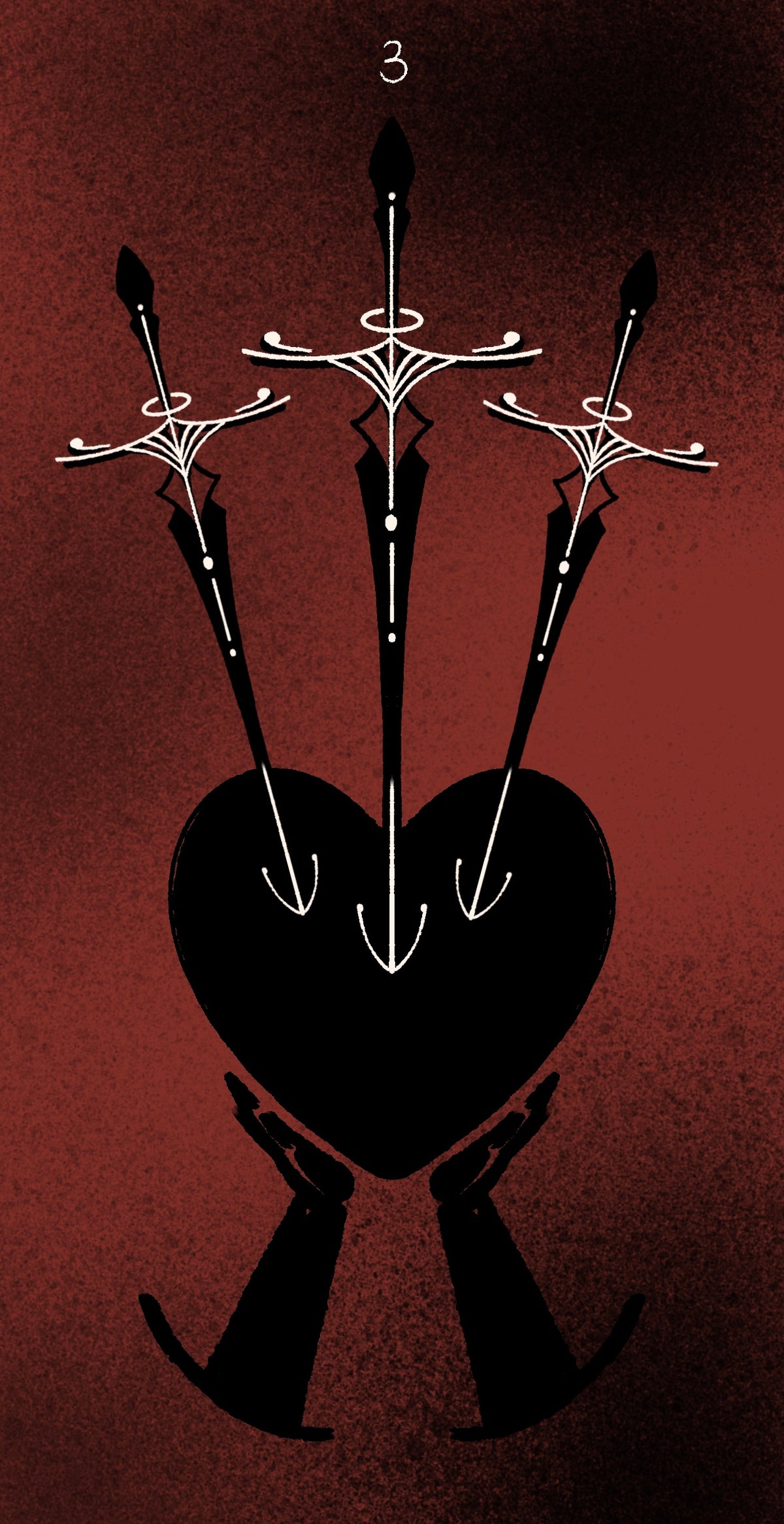 Dirty Red Tarot – Three of Swords