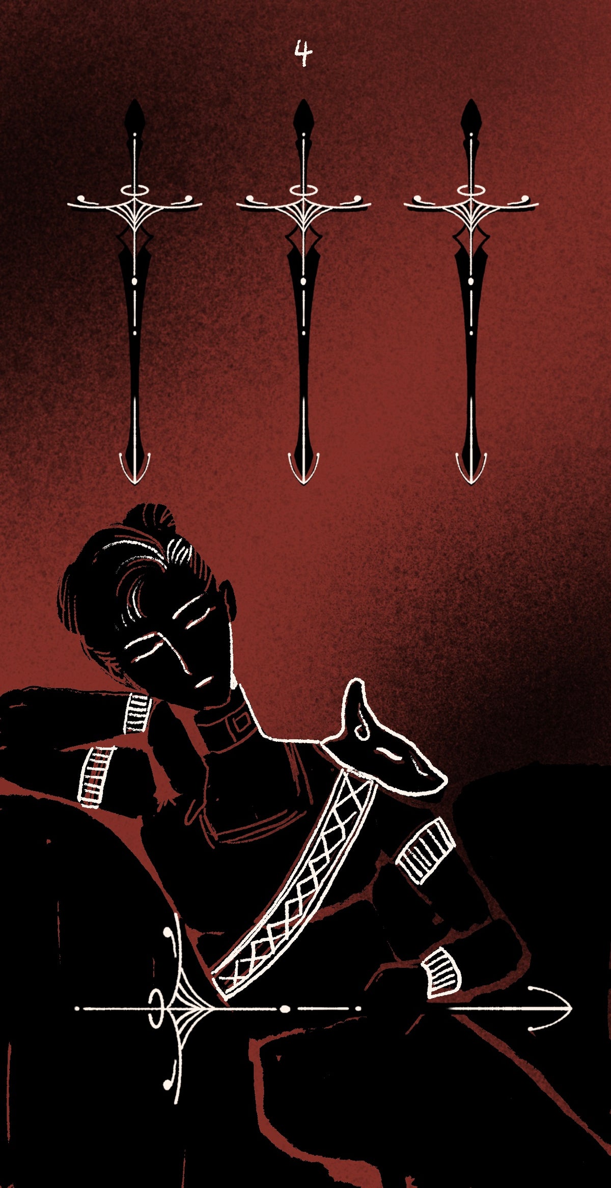 Dirty Red Tarot – Four of Swords