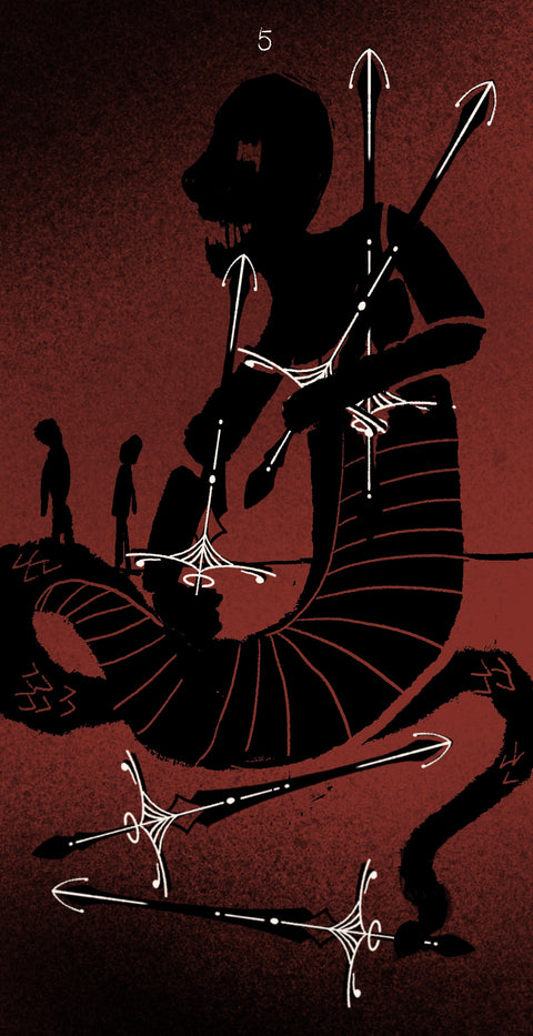 Dirty Red Tarot – Five of Swords