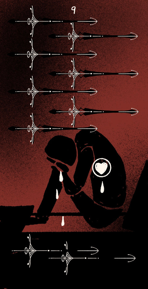 Dirty Red Tarot – Nine of Swords