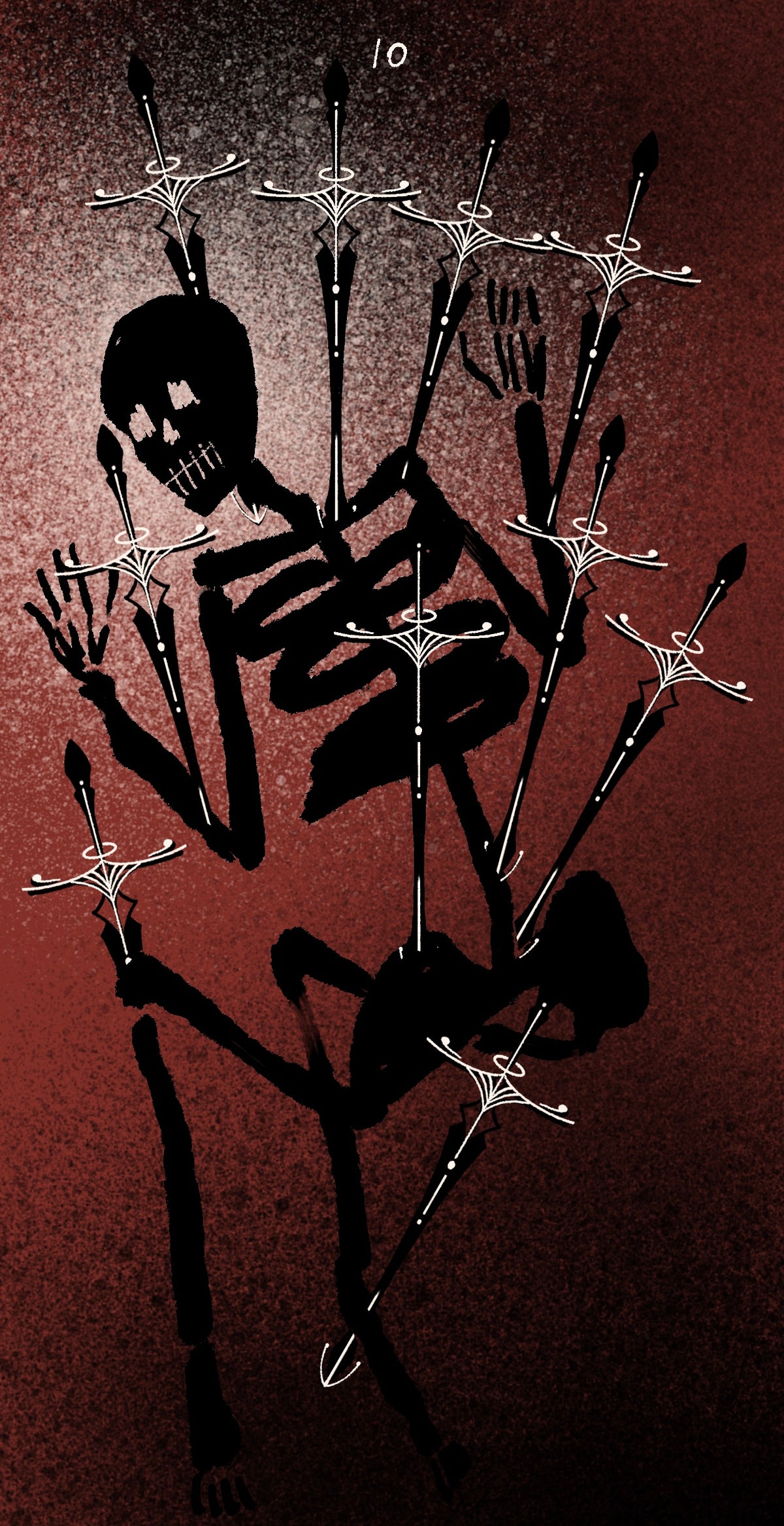 Dirty Red Tarot – Ten of Swords