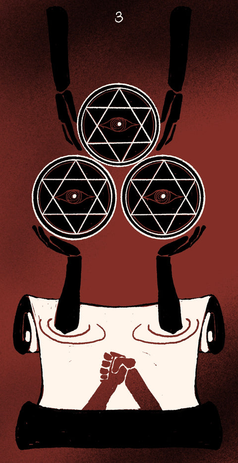 Dirty Red Tarot – Three of Pentacles