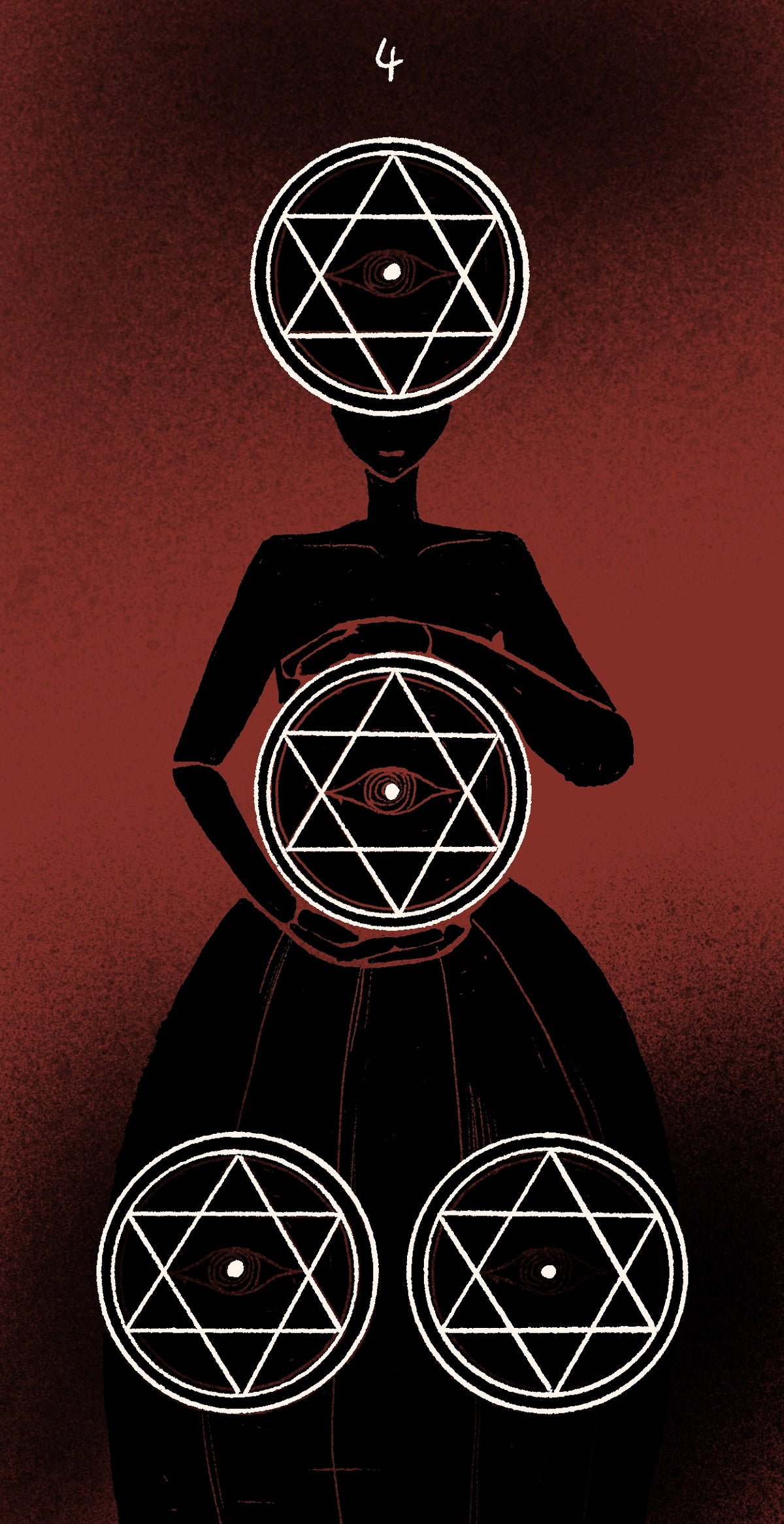 Dirty Red Tarot – Four of Pentacles