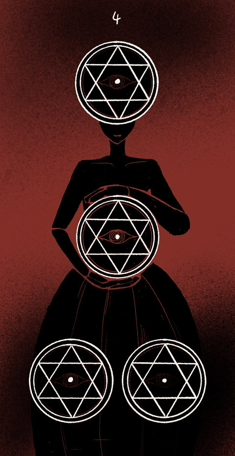 Dirty Red Tarot – Four of Pentacles