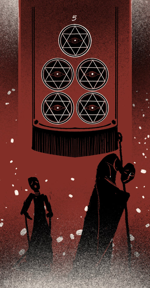 Dirty Red Tarot – Five of Pentacles