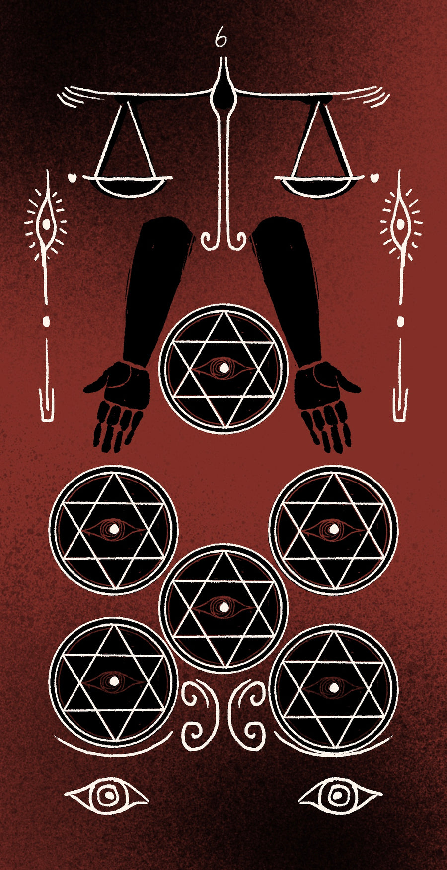 Dirty Red Tarot – Six of Pentacles