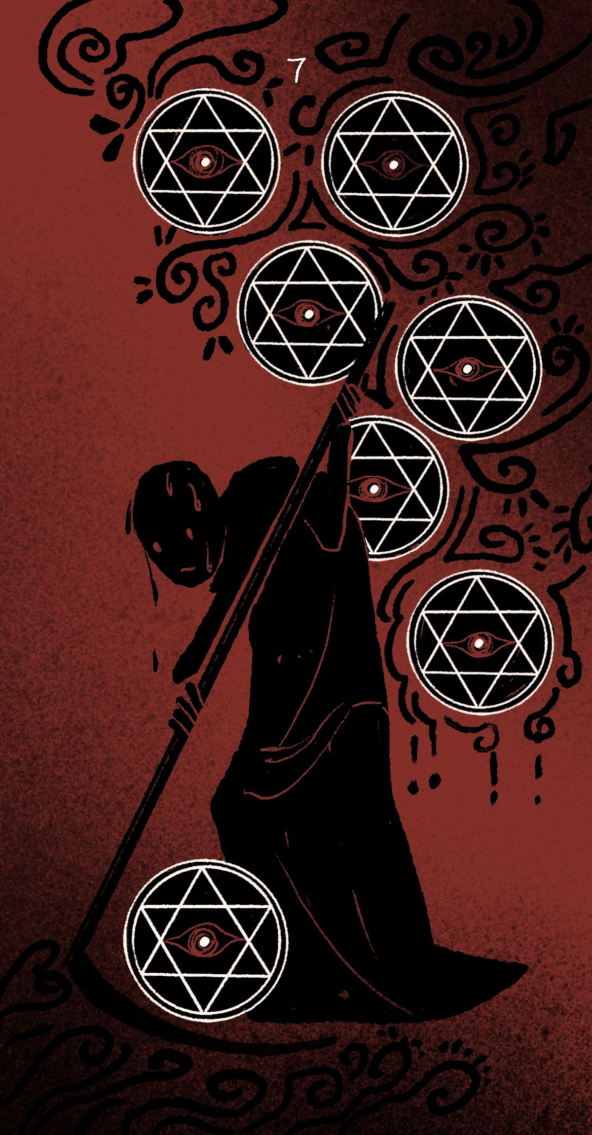 Dirty Red Tarot – Seven of Pentacles