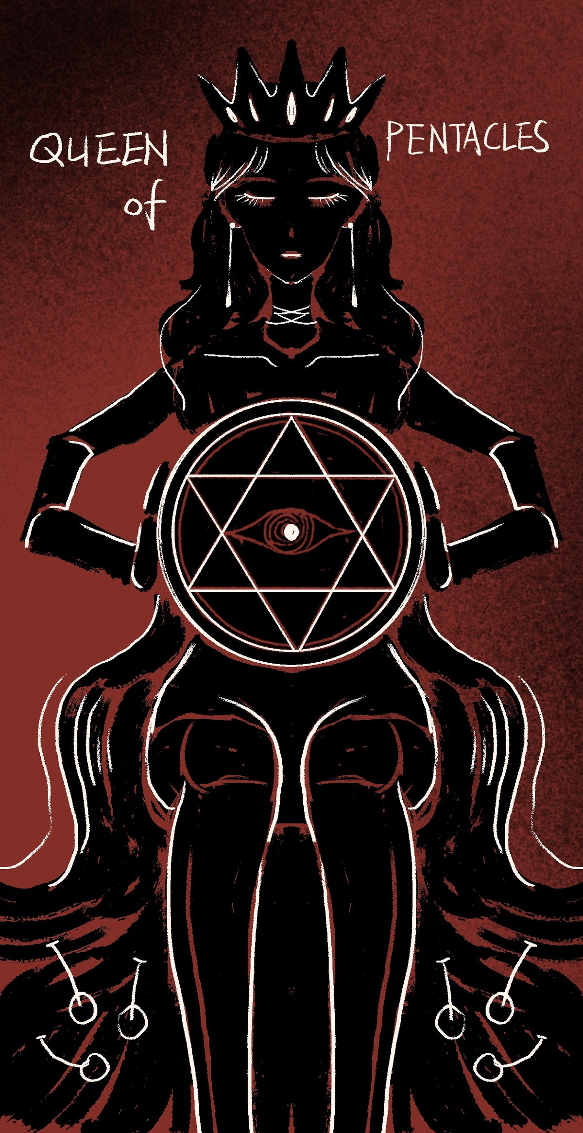 Dirty Red Tarot – Queen of Pentacles