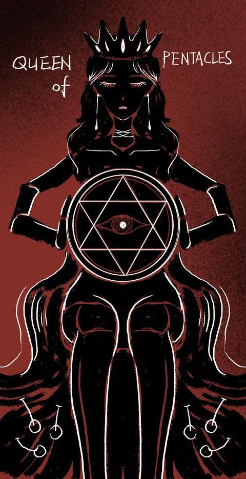 Dirty Red Tarot – Queen of Pentacles